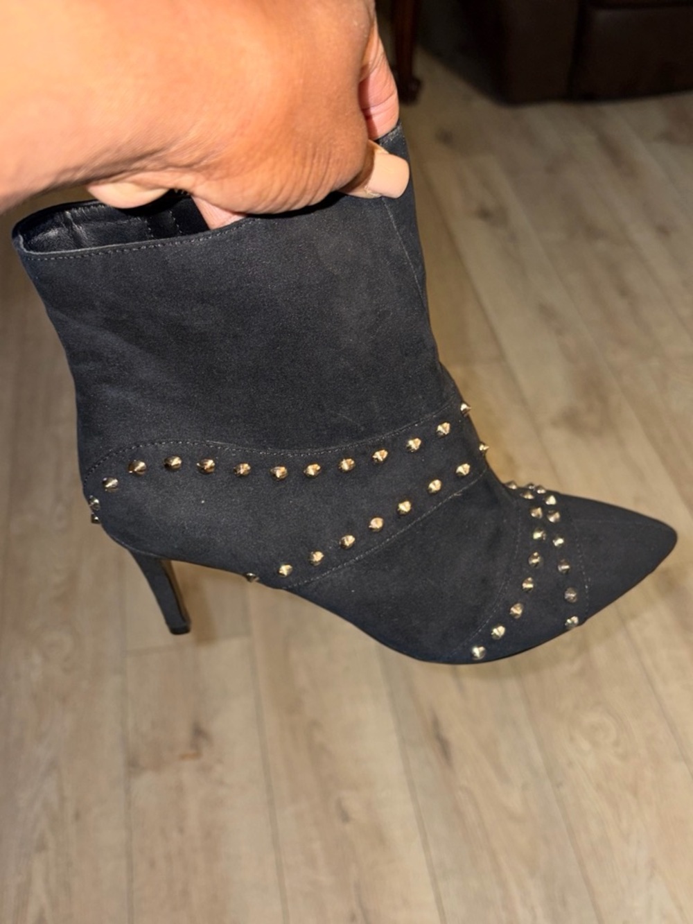 Others Follow Black Studded Pointed Toe Ankle Boots
